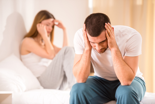 Photo of young couple with marriage conflict